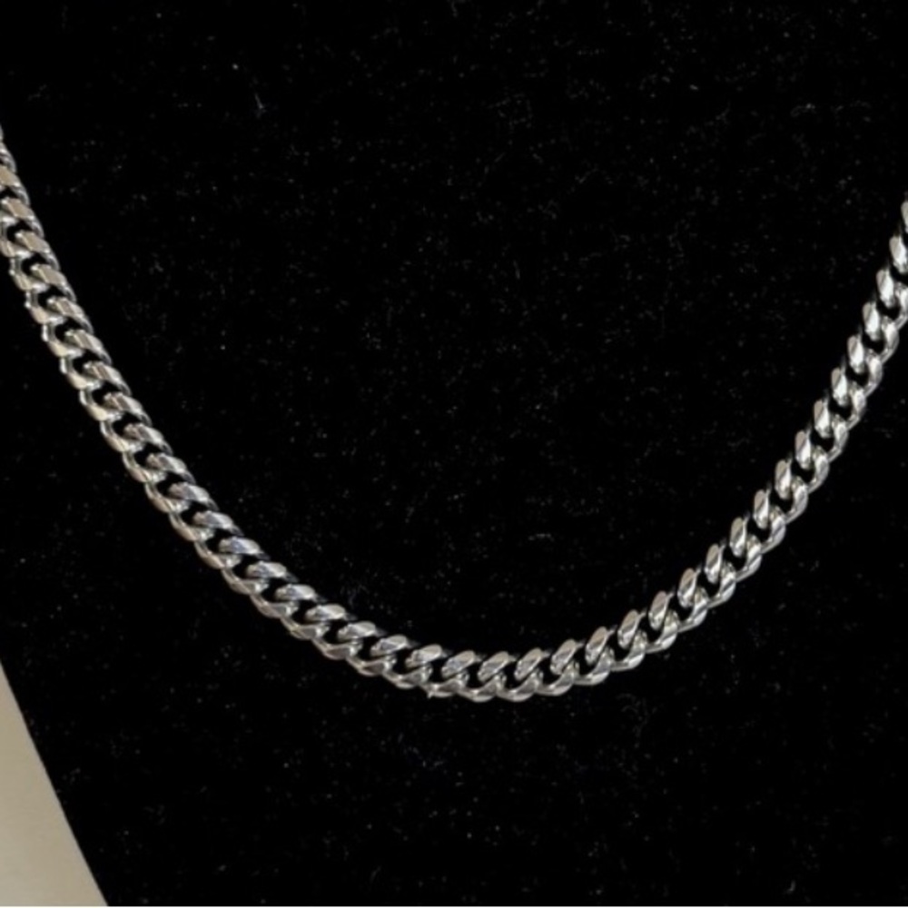 NEW Silver Cuban Necklace Chain Stainless Steel long Necklace For Men Women NWT